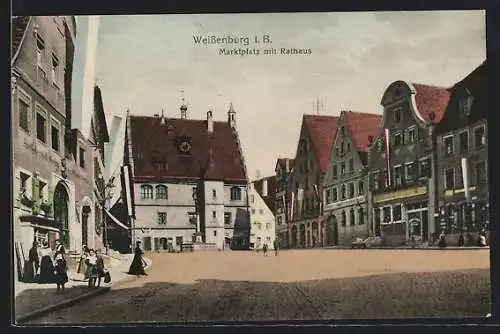 AK Weissenburg i. B., das Rathaus am Marktplatz