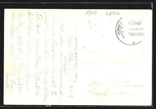 AK Homberg /Niederrhein, Uferpartie mit Rheinbrücke