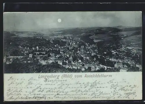 Mondschein-AK Langenberg /Rhld., Blick vom Aussichtsthurm