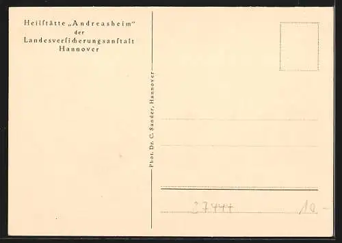 AK St. Andreasberg /Harz, Heilstätte Andreasheim der LVA Hannover, Im Aufenthaltsraum