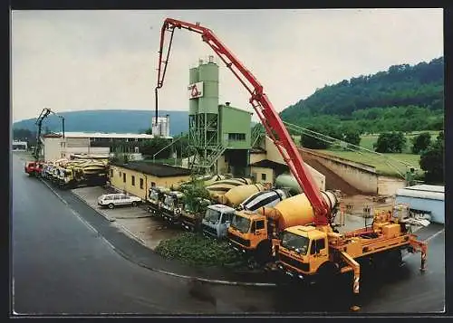 AK Lauda-Königshofen, Werk der Tauber-Beton GmbH & Co. KG aus der Vogelschau