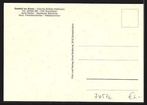 AK Blaufelden, Gasthof zur Krone Fam. Richter-Hoffmann