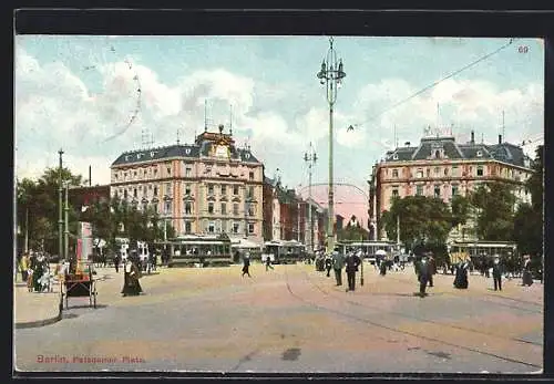 AK Berlin-Tiergarten, Potsdamer Platz mit Strassenbahnen