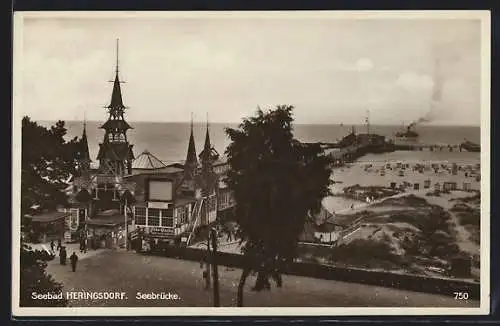 AK Heringsdorf / Seebad, Ansicht der Seebrücke