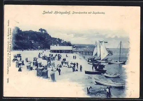 AK Heringsdorf / Seebad, Strandpartie mit Segelbooten