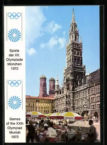 AK München, Olympia 1972, Strassencafe auf dem Marienplatz