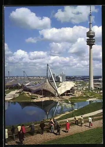 AK München, Olympiapark mit Sporthalle, Schwimmhalle und Olympiaturm