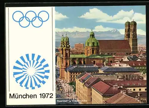 AK München, Olympia 1972, Theatiner- und Frauenkirche