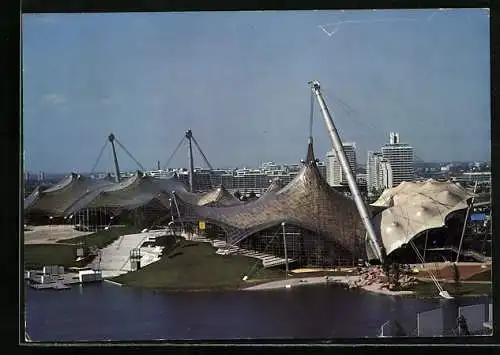 AK München, Olympia 1972, Olympiapark aus der Vogelschau