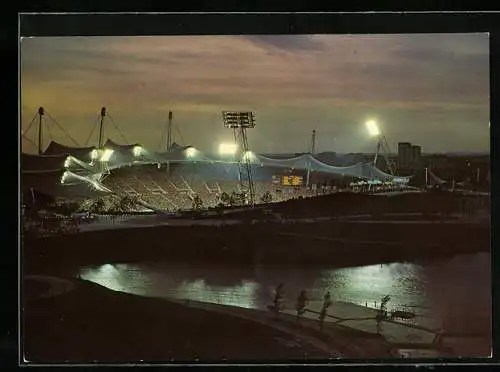 AK München, XX. Olympiade 1972, Olympiastadion bei Nacht