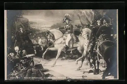 Künstler-AK Versailles, Musée de Versailles, Napoleon zu Pferde bei der Schlacht von Hohenlinden