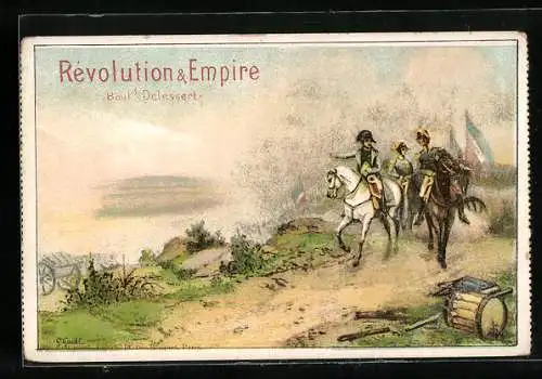 Künstler-AK Napoleon führt seine Truppen zu Pferde an