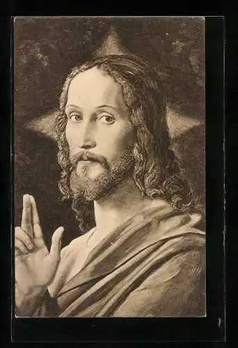 AK Jesus in segnender Haltung, Osterkarte