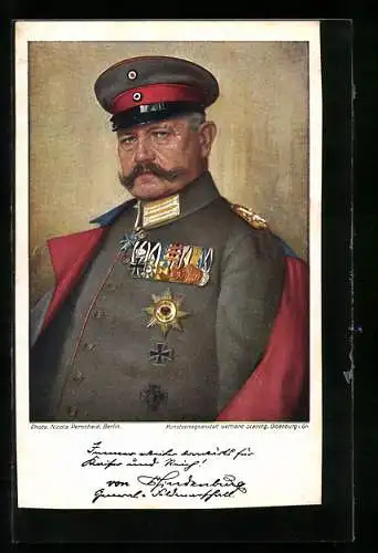 Künstler-AK Nicola Perscheid, Portrait von Paul von Hindenburg