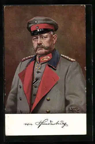 Künstler-AK Paul von Hindenburg in Uniform