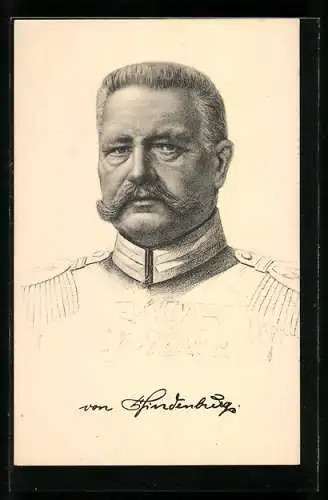 AK Generaloberst Paul von Hindenburg in Uniform mit Ordenspange, Eisernes Kreuz