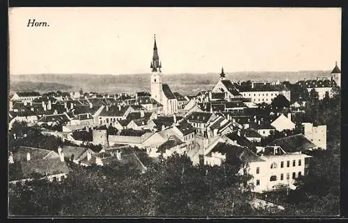 AK Horn /N.-Ö., Ortsansicht mit Kirche aus der Vogelschau