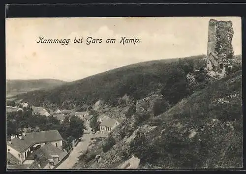 AK Kammegg bei Gars am Kamp, Ortsansicht mit Strasse und Ruine