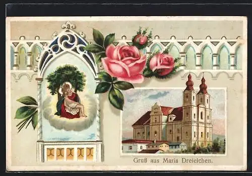 Künstler-AK Maria Dreieichen, Wallfahrtskirche, Gnadenbild