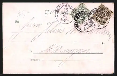 Lithographie Schwäbisch Hall, Teilansicht, Comburg