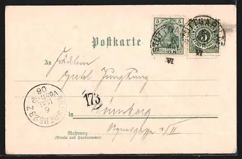 Lithographie Wasseralfingen, Grubenwirtshaus, Kath. Kirche & Schulhaus, Ortsansicht