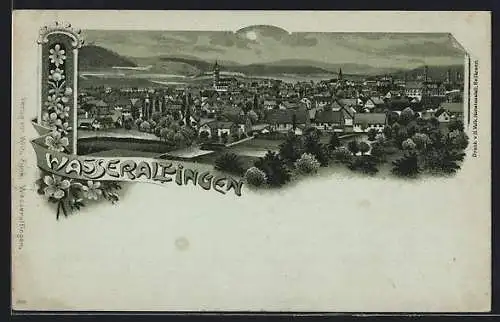 Mondschein-Lithographie Wasseralfingen, Gesamtansicht aus der Vogelschau