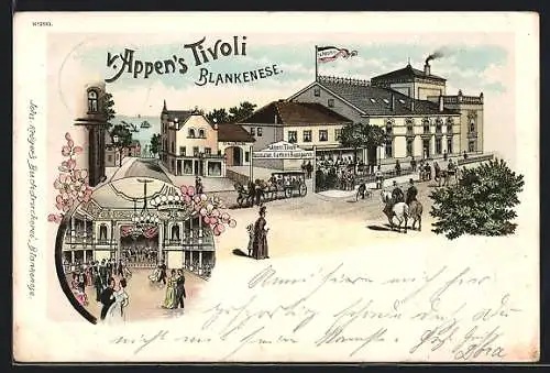 Lithographie Hamburg-Blankenese, Restaurant v. Appen`s Tivoli