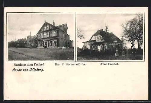 AK Misburg, Gasthaus zum Freihof R. Hermersdörfer, Alter Freihof