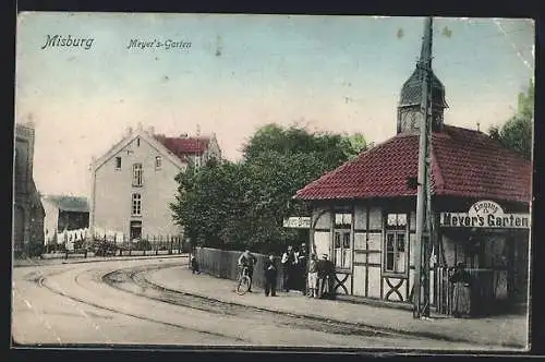 AK Misburg, Gasthaus Meyers Garten mit Strasse