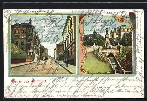 Lithographie Stuttgart, Eugensbrunnen, Kernerstrasse