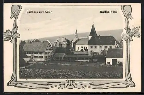 AK Bartholomä, Gasthaus zum Adler mit Kirche