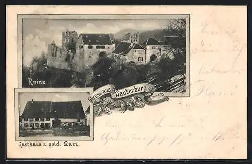 AK Lauterburg, Gasthaus zum goldenen Lamm, Ruine Lauterburg