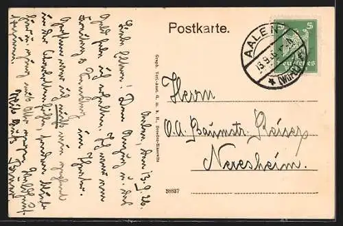 AK Aalen, Rombacher Strasse mit Springbrunnen