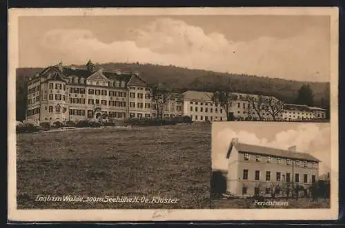 AK Laab am Walde, Ferienheim, Kloster von der Wiese gesehen