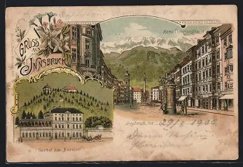 Lithographie Innsbruck, Gasthof zum Bierstindl, Maria Theresienstrasse