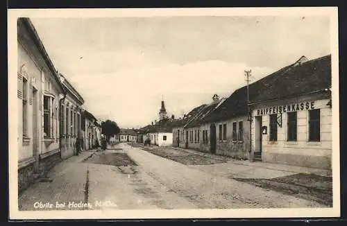 AK Obritz, Strasse an der Raiffeisenkasse