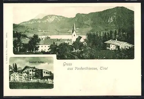 AK Vorderthiersee, Gasthof Koller, Panorama