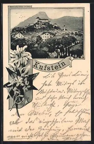 AK Kufstein, Panoramablick auf den Ort, Edelweiss
