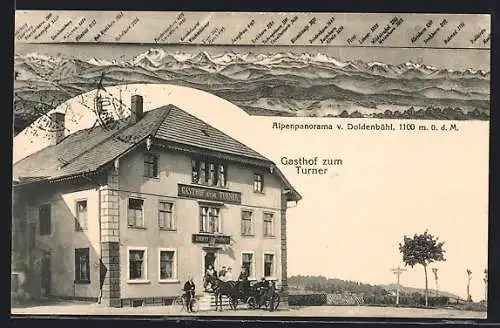 AK St. Märgen, Gasthaus zum Turner, Alpenpanorama v. Doldenbühl mit Eiger, Mönch u. Jungfrau