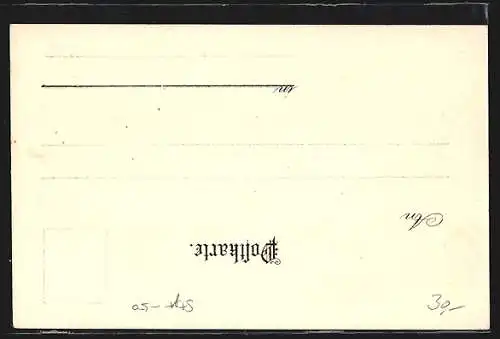 Lithographie Cannstatt, Ortsansicht mit Wilhelmsbrücke