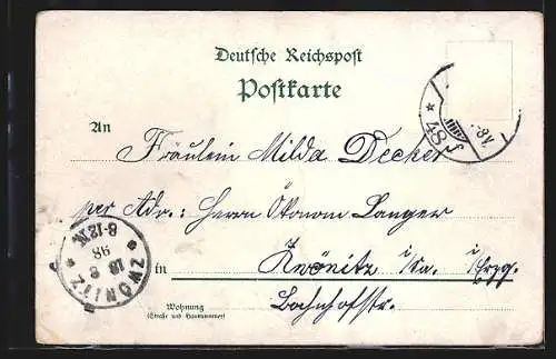 Lithographie Berlin, Reichstagsgebäude mit Siegessäule