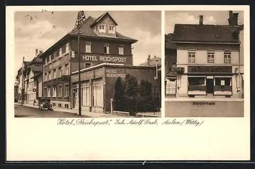 AK Aalen /Wttbg., Hotel Reichspost von Adolf Grab, Stehbierhalle