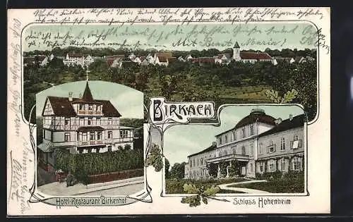 AK Birkach / Stuttgart, Hotel-Restaurant Birkenhof, Schloss Hohenheim