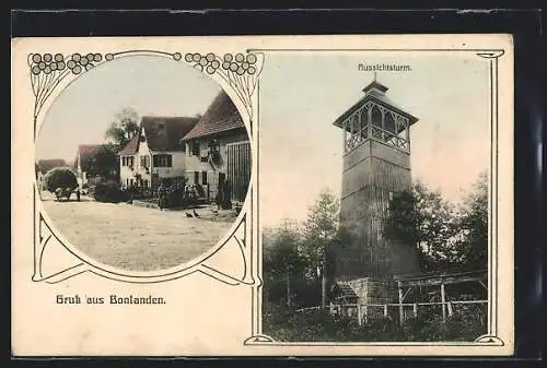 AK Bonlanden / Filderstadt, Aussichtsturm und Strassenpartie