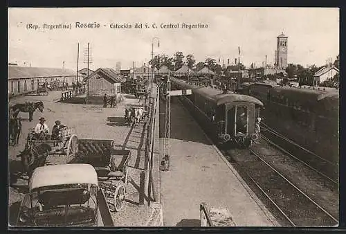 AK Rosario, Estación del F. C. Central Argentina, Bahnhof