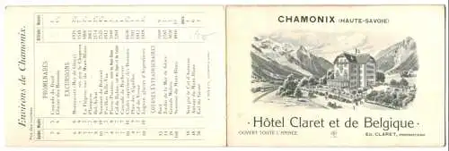 Vertreterkarte Chamonix, Hotel Claret et de Belgique, Inh. Ed. Claret