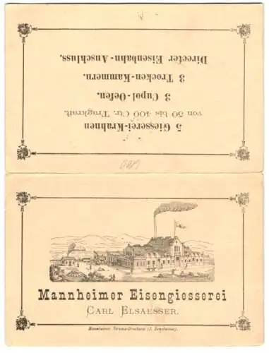 Vertreterkarte Mannheim, Mannheimer Eisengiesserei, Carl Elsaesser, Blick auf die Giesserei