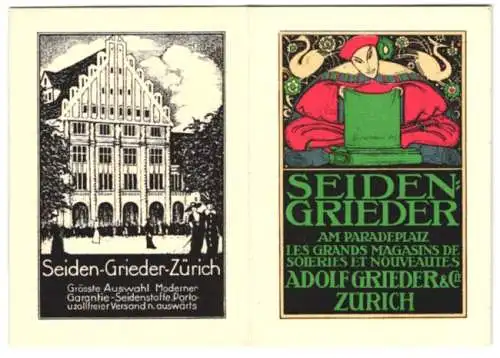 Vertreterkarte Zürich, Seidenhandlung Adolf Grieder, Paradeplatz