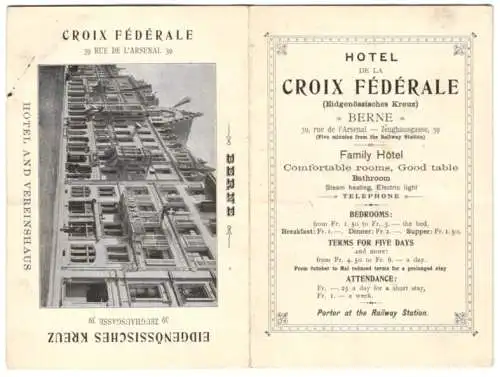 Vertreterkarte Bern, Hotel Eidgenössisches Kreuz, Zeughausgasse 39