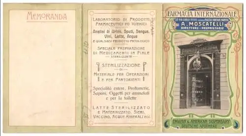 Vertreterkarte Genua, Farmacia Internazionale, Internationale Apotheke A. Moscatelli, 33 Via Carlo Felice